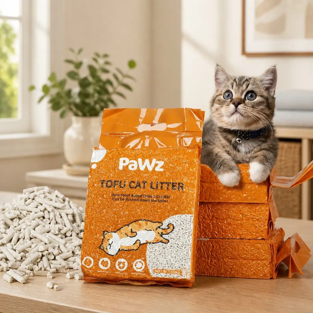 Tofu Cat Litter Natural Biodegradable Clumping Odour Control 2.5kg Soybean Fibre Dust Free Flushable