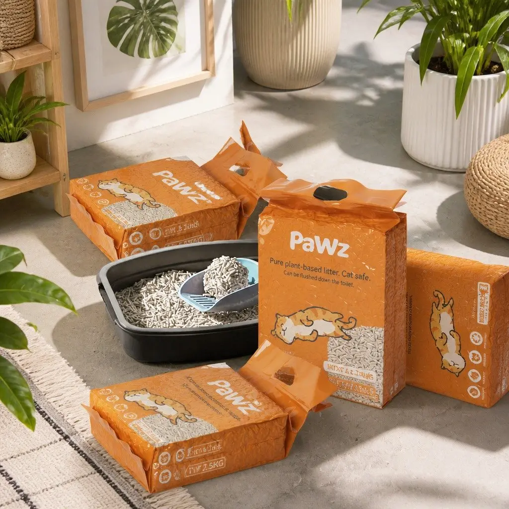 Tofu Cat Litter Natural Biodegradable Clumping Odour Control 2.5kg Soybean Fibre Dust Free Flushable