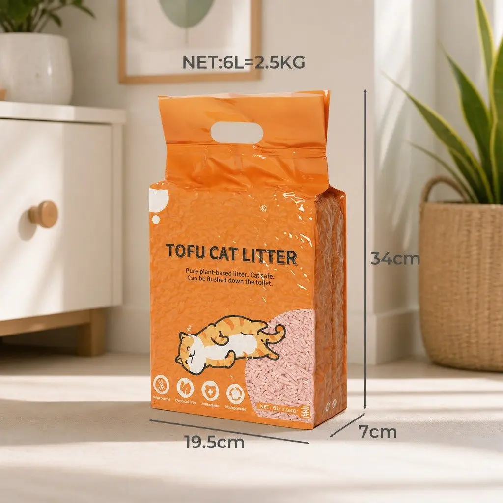 Tofu Cat Litter Clumping Biodegradable 2.5kg Peach Odour Control