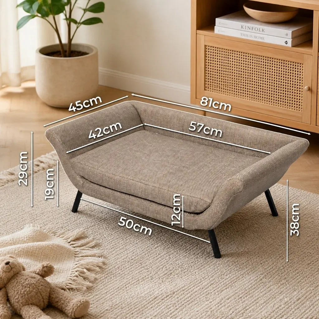 Pet Sofa Bed Elevated Soft Foam 45cm x 81cm Coffee