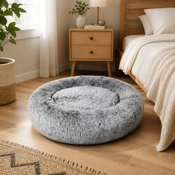 Practical Dog Bed: Charcoal Donut Shape with Memory Foam