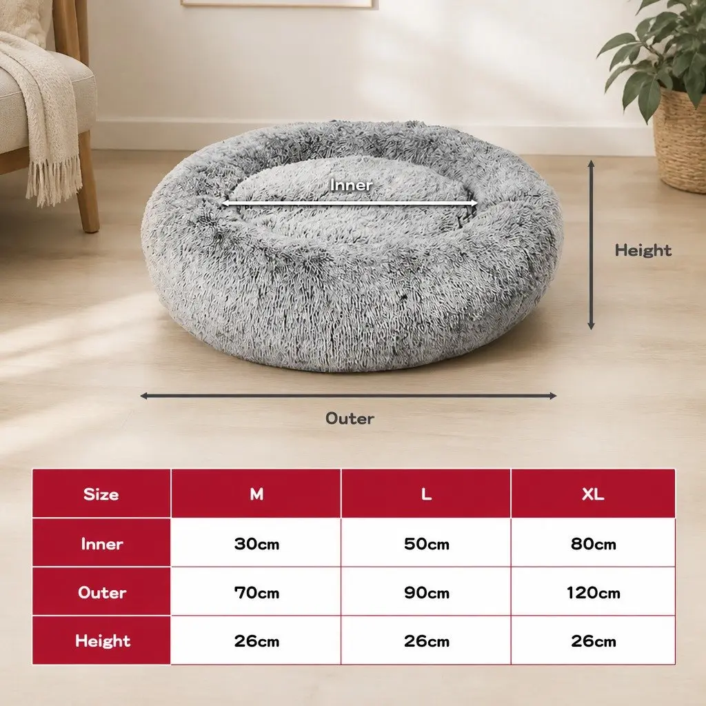 Pet Bed Memory Foam Dog Donut Charcoal Medium Washable Cushion Bolster Rim