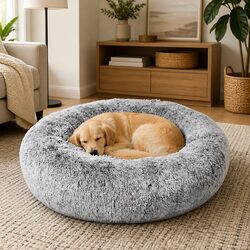 Practical Charcoal Doughnut Pet Bed for Everyday Use