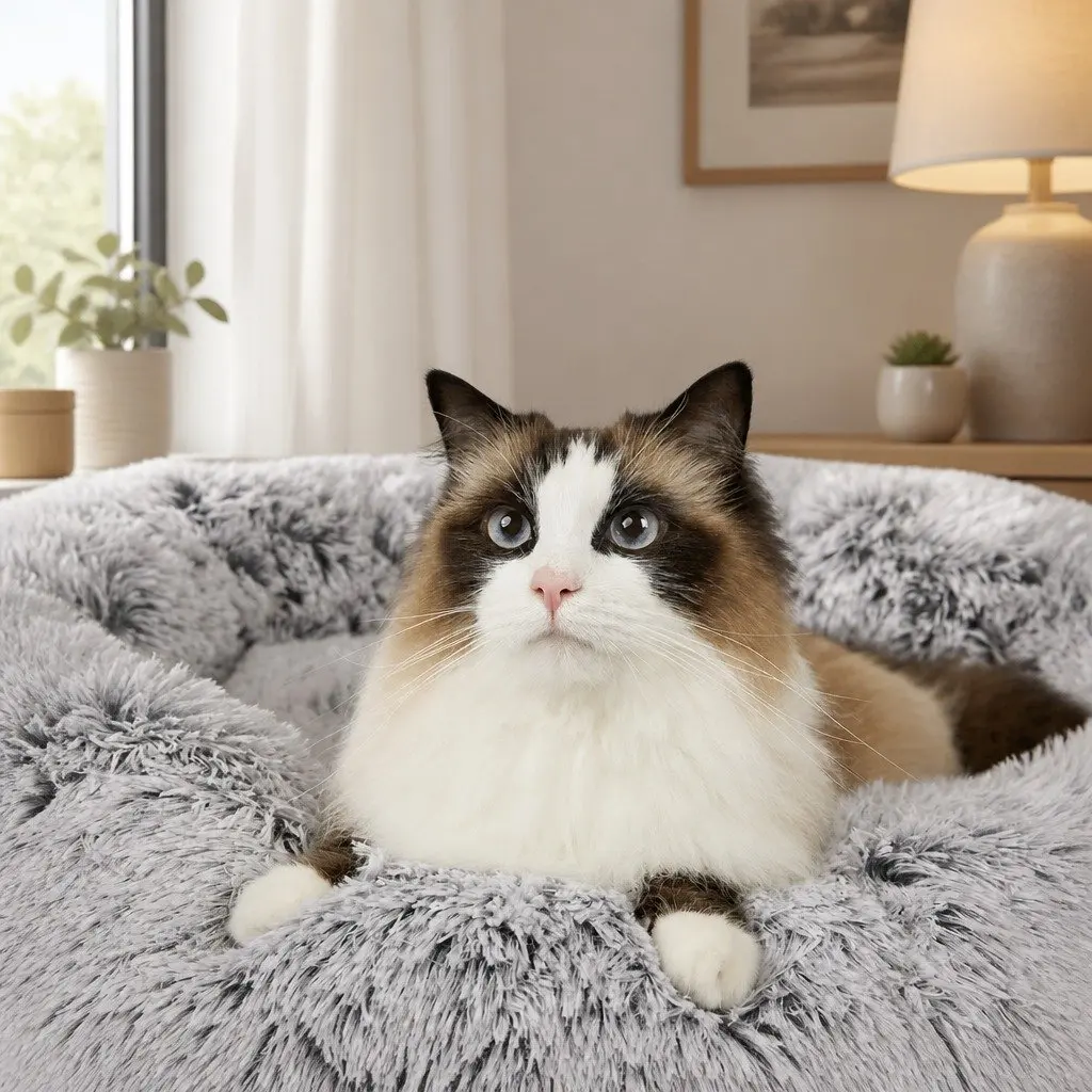 Pet Bed Memory Foam Dog Donut Charcoal Extra-Large Removable Washable Cover