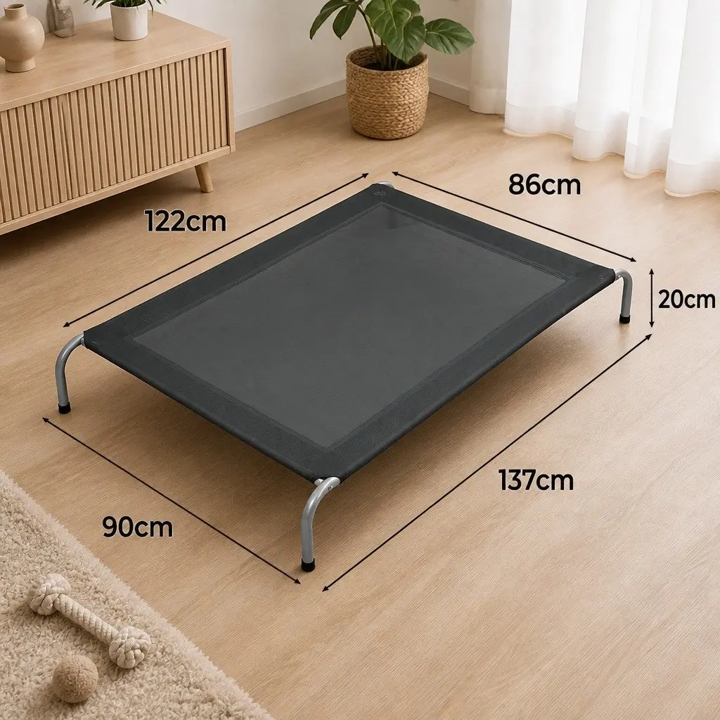 Elevated Pet Trampoline Bed XXL Breathable Mesh Steel Frame Grey