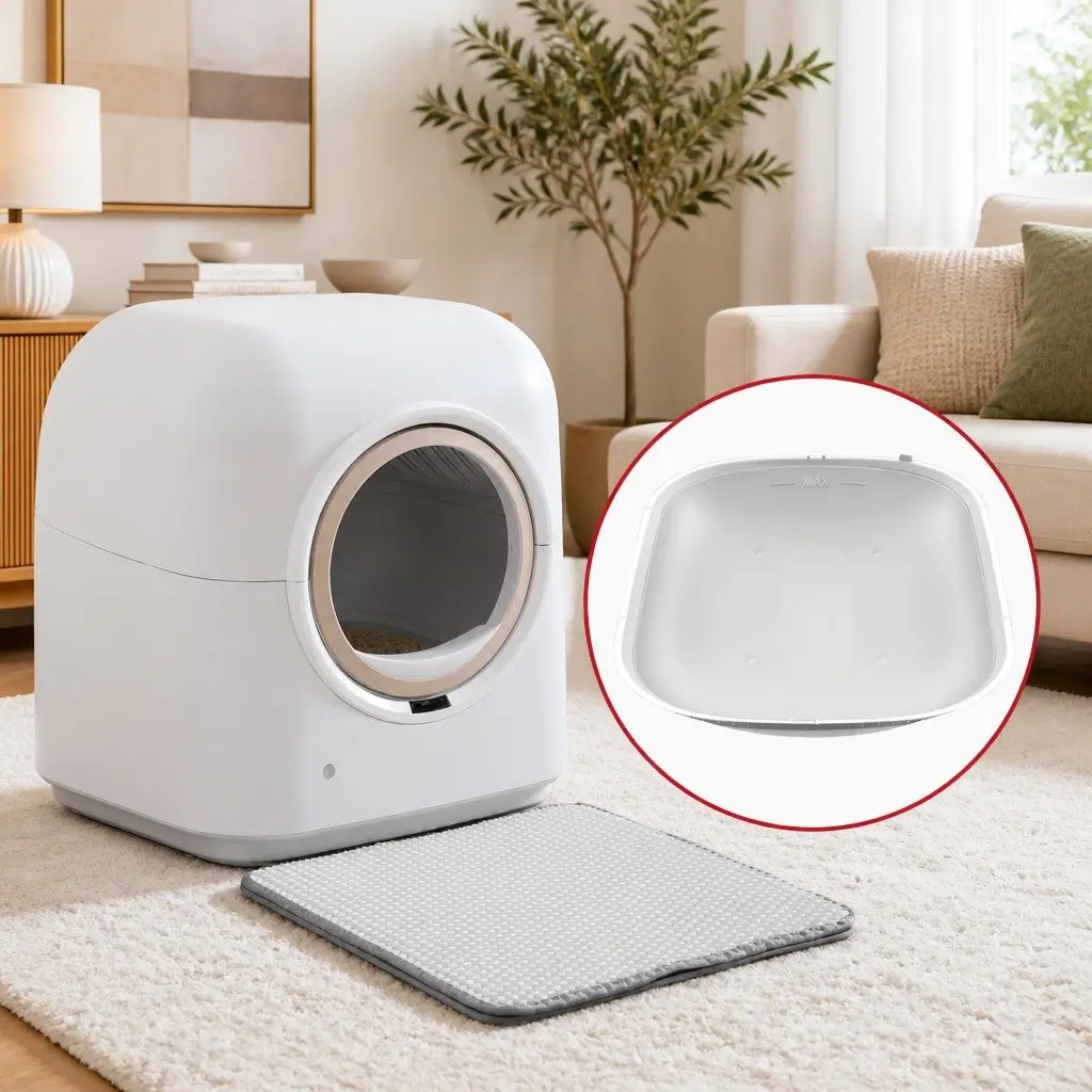 Cat Litter Box Replaceable Silicone Liner Pad Waterproof 37.8cm White