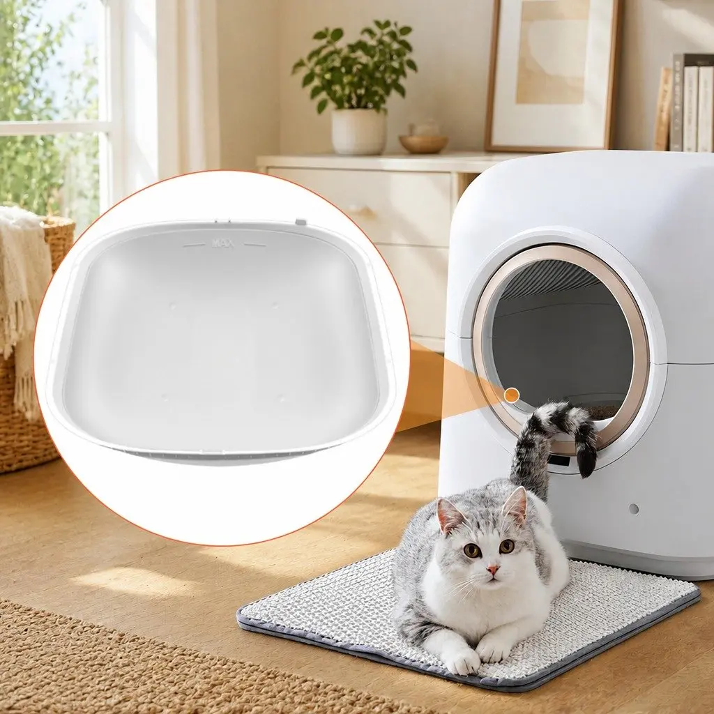 Cat Litter Box Replaceable Silicone Liner Pad Waterproof 37.8cm White