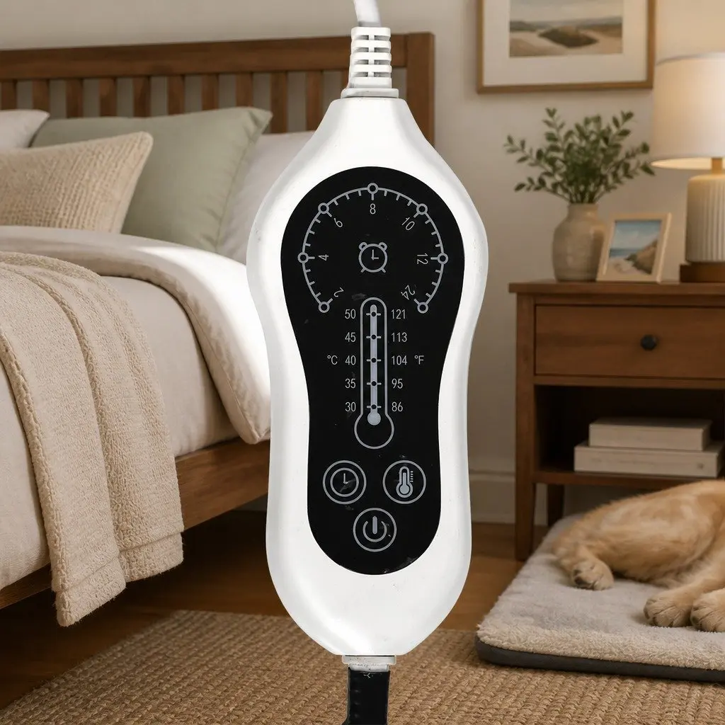 Electric Heated Pet Pad Large PVC Polyester 60cm x 90cm Blue Grey
