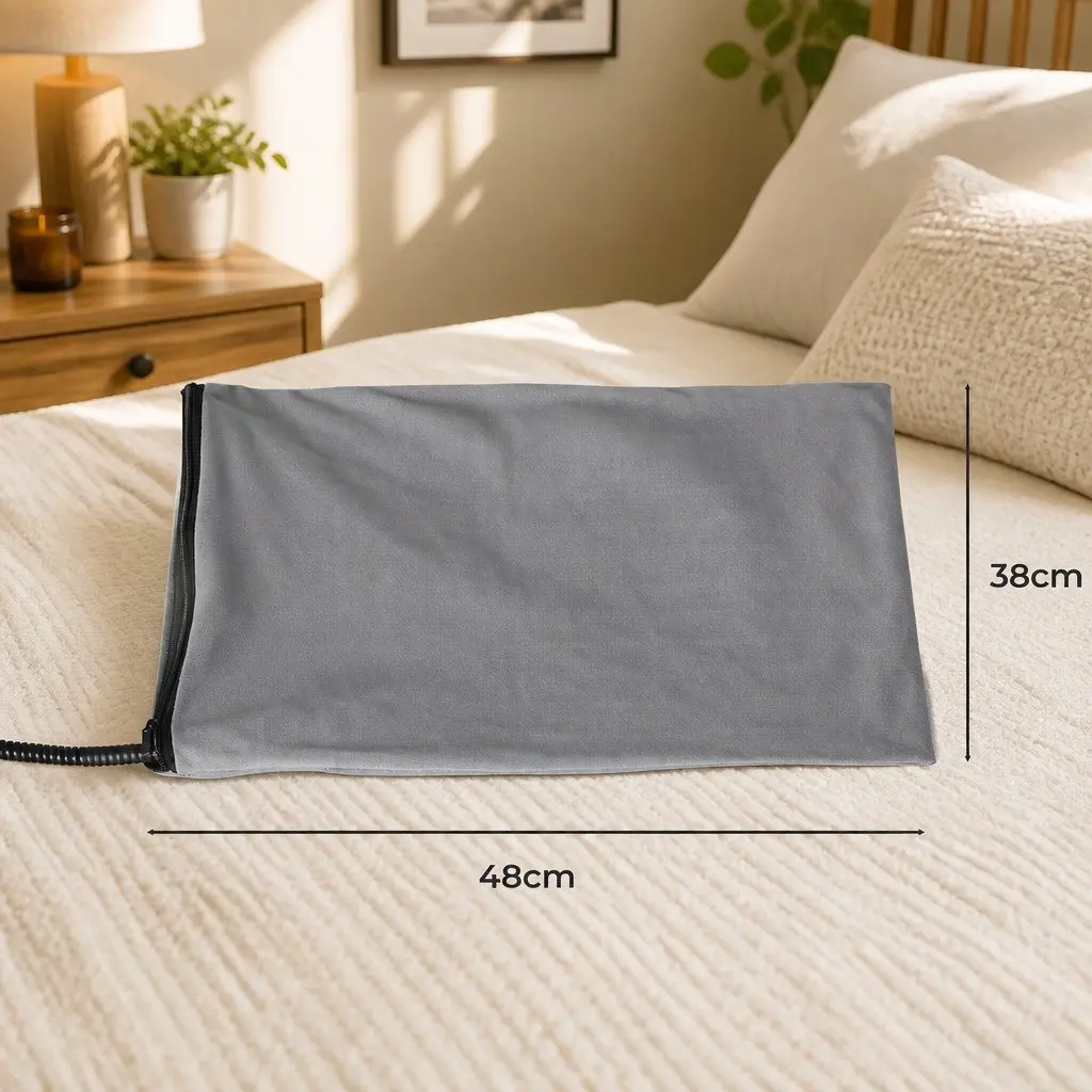 Heated Pet Mat Small Size PVC Polyester Blue Grey Adjustable Temperature Timer 38cm x 48cm