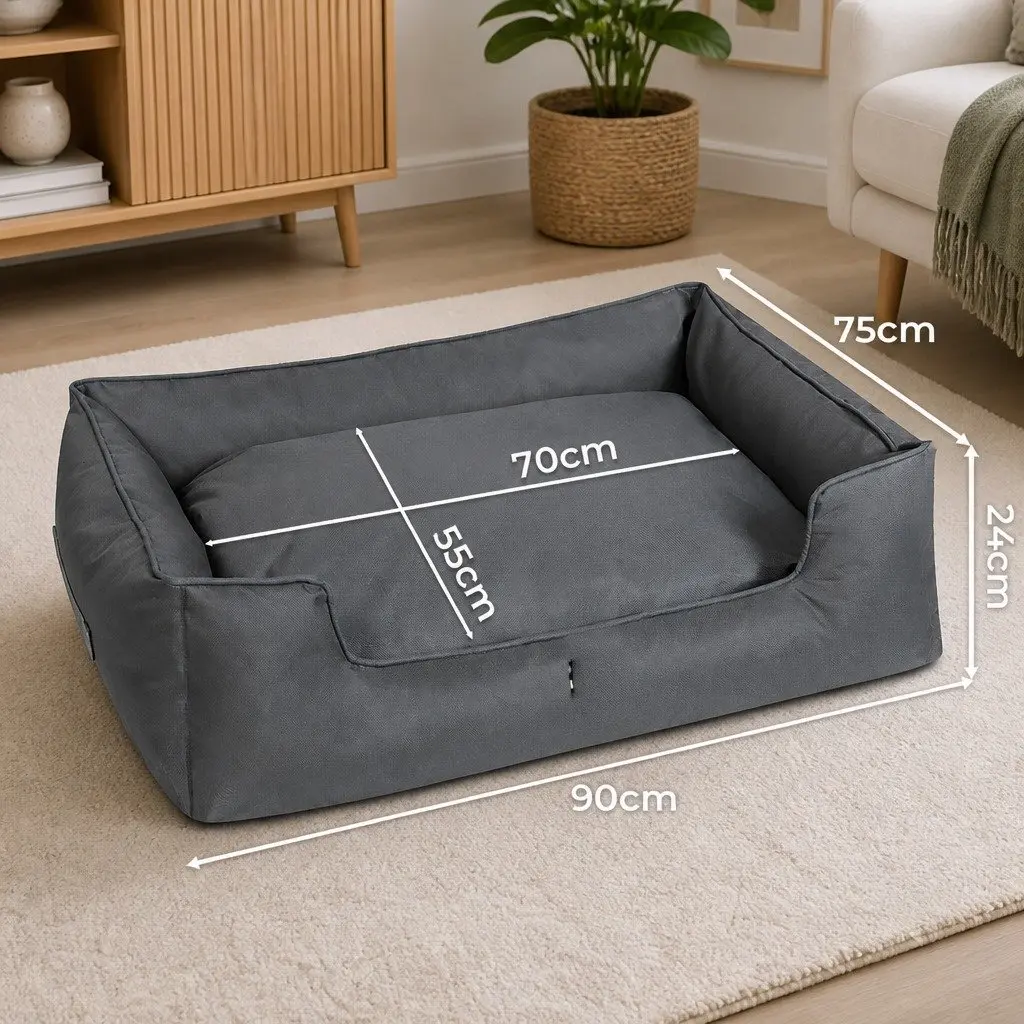 Pet Dog Bed Waterproof Oxford Cloth 90cm x 75cm Grey