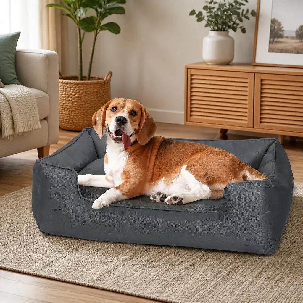 Pet Dog Bed Waterproof Oxford Cloth 90cm x 75cm Grey
