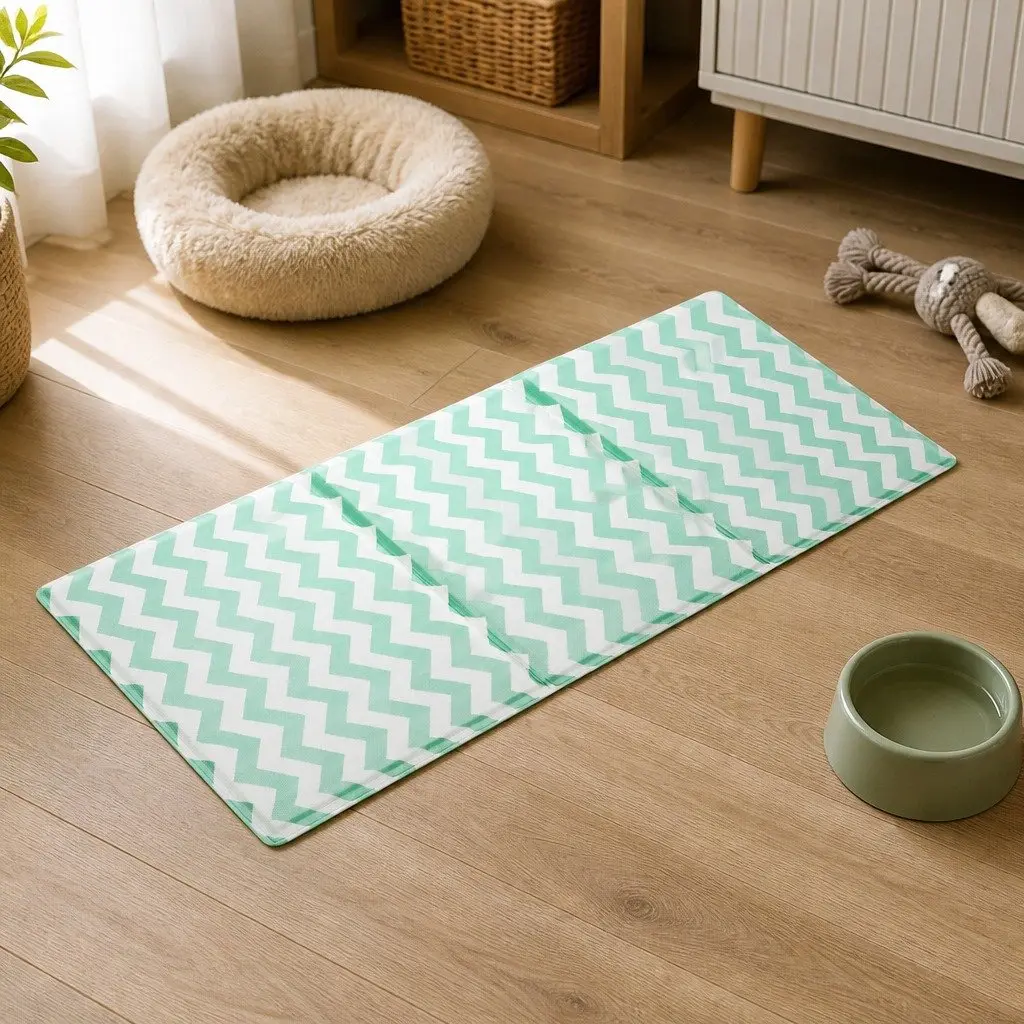 Pet Cooling Mat Textured Foam Large Green Foldable Portable