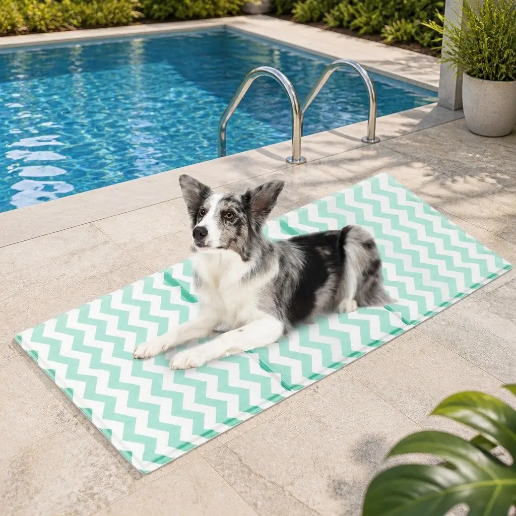 Pet Cooling Mat Textured Foam Large Green Foldable Portable
