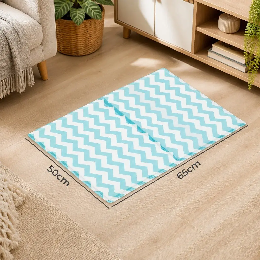 Pet Cooling Mat Textured Surface Foldable Portable 50cm x 65cm Blue
