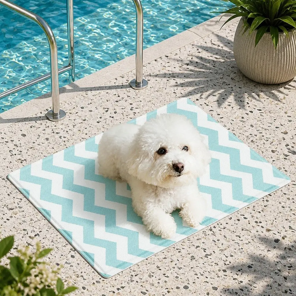 Pet Cooling Mat S Blue Textured Surface Foldable Portable Soft Foam Dog Cat Bed