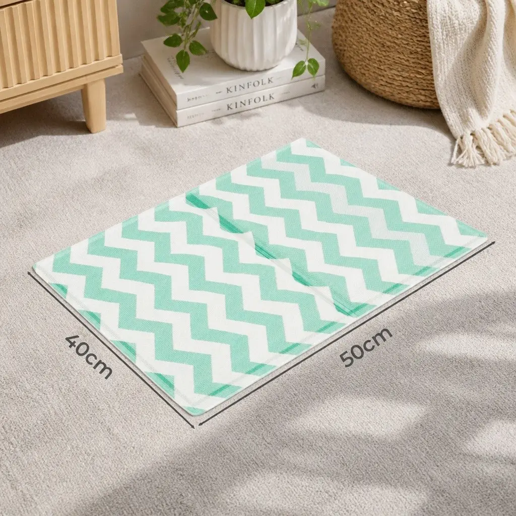 Pet Cooling Mat Small Green Foldable Textured Surface Portable for Dogs Cats