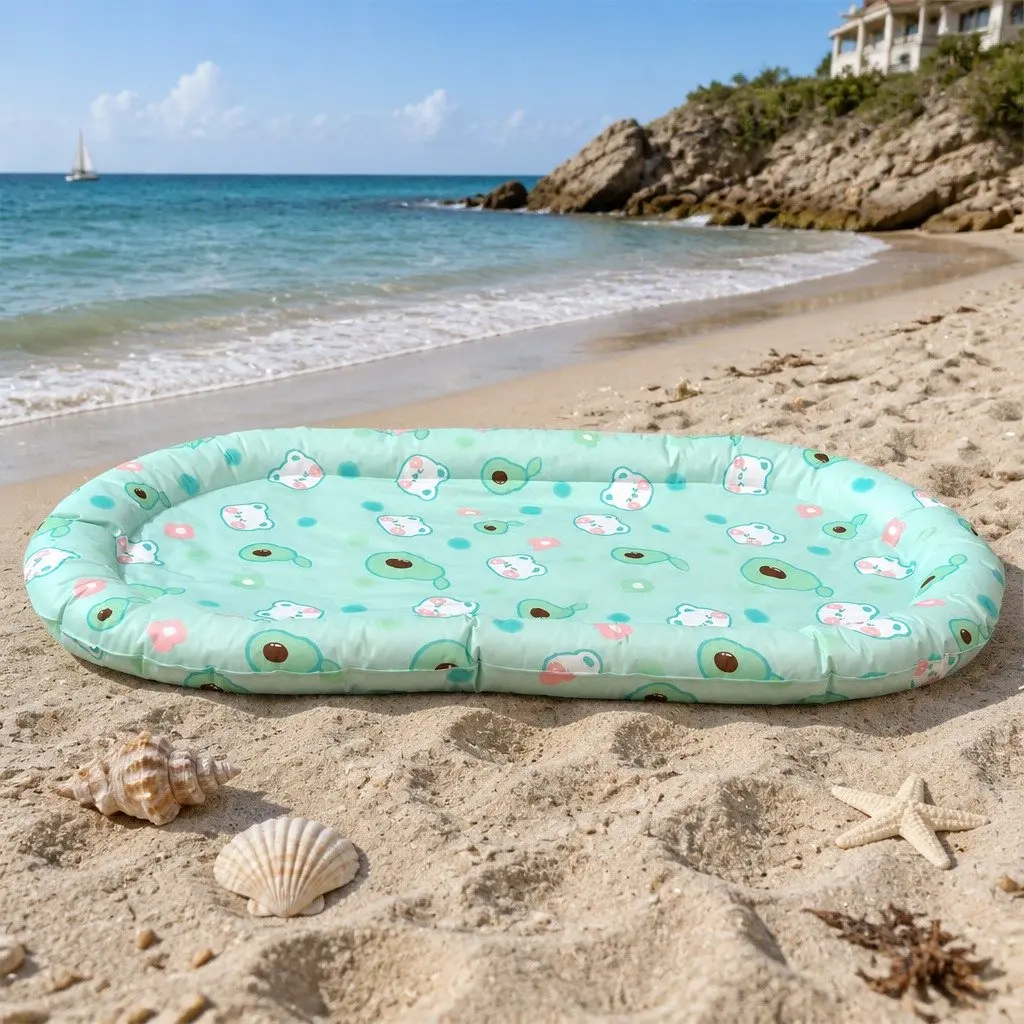 Pet Cooling Mat XL Waterproof Green Rapid Cooling Gel Pad Durable Support Pillow