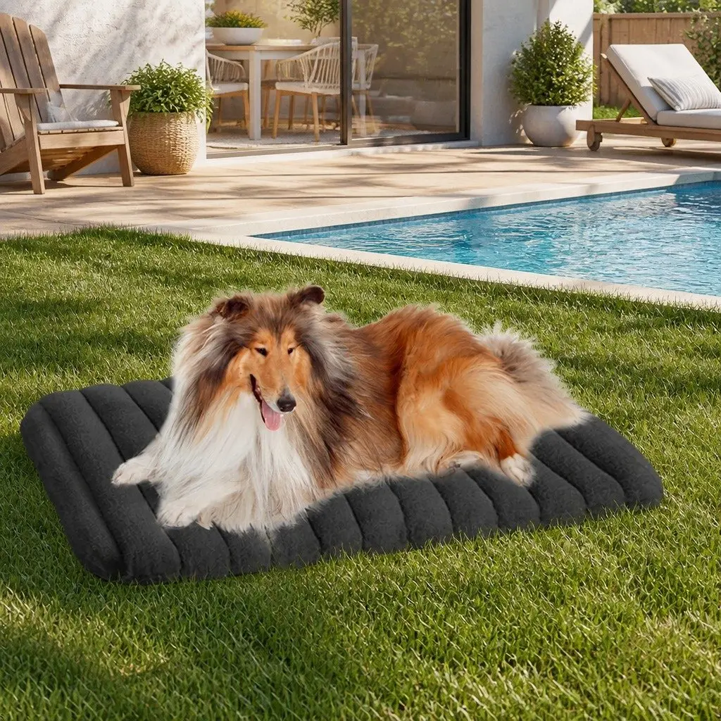 Orthopedic Dog Bed Large Size Removable Washable Cover Sherpa Plush Grey