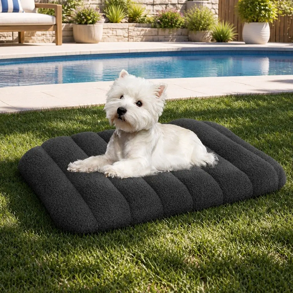 Orthopedic Dog Bed M Size Dual Layer Foam Removable Washable Cover Grey Pet