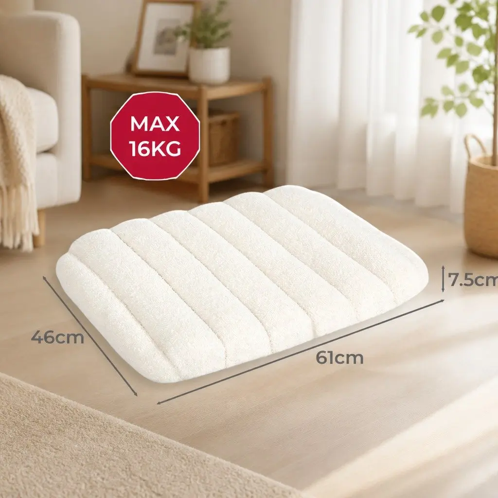 Small Size Dog Bed Dual Layer Foam Sherpa Plush Waterproof Non Slip Base Removable Washable Cover White