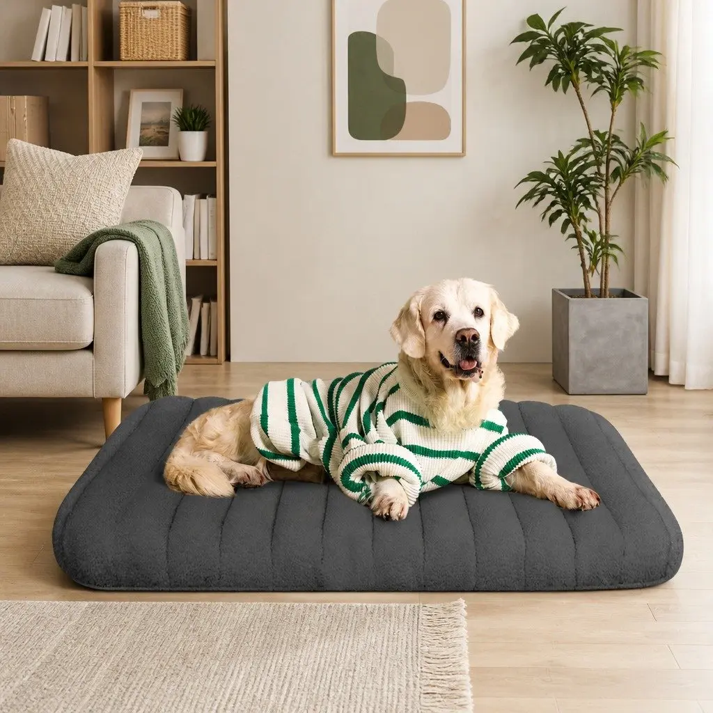XL Orthopedic Dog Bed Teddy Fleece Waterproof Non-Slip Base Grey