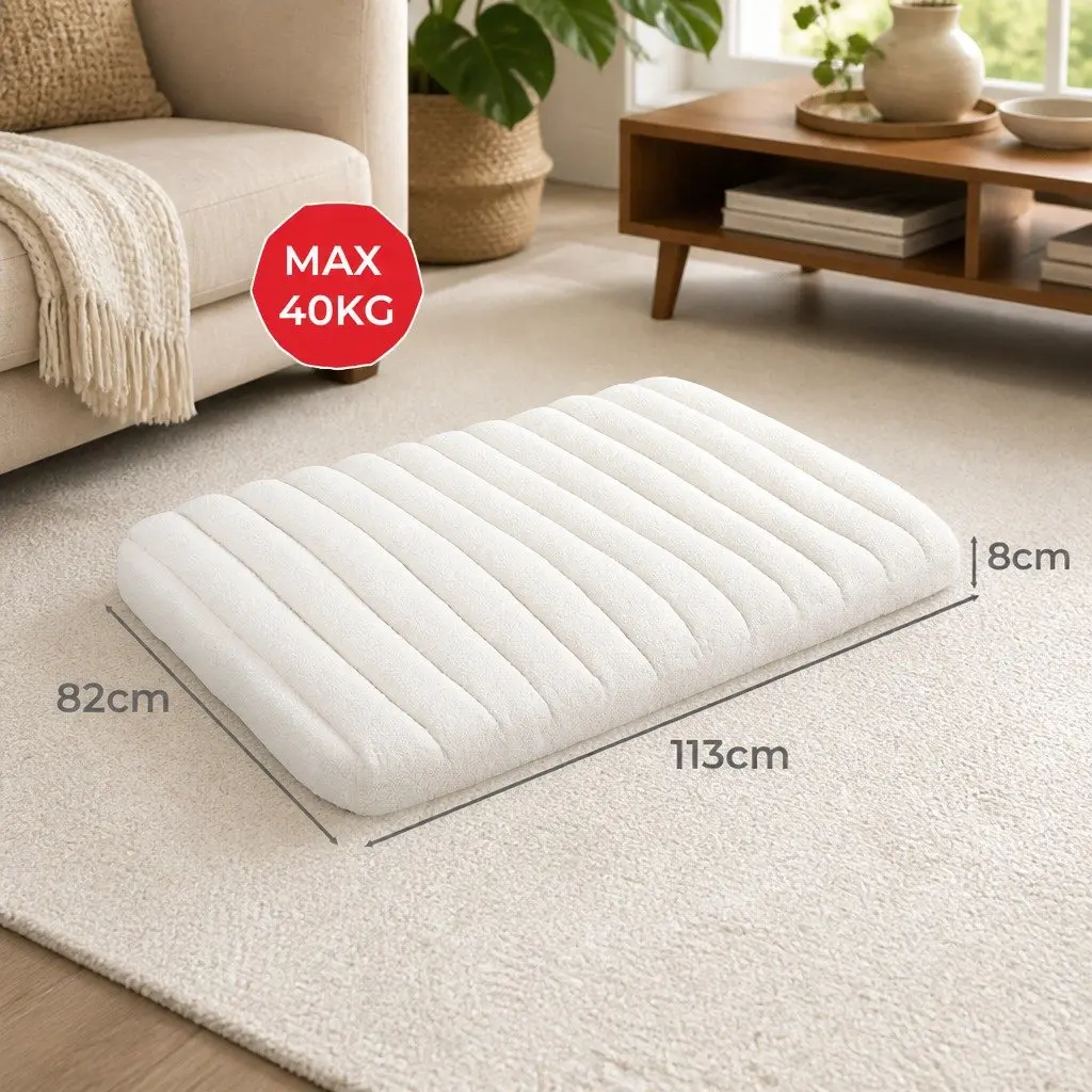 Orthopedic Dog Bed XL Egg Crate Foam Teddy Fleece White