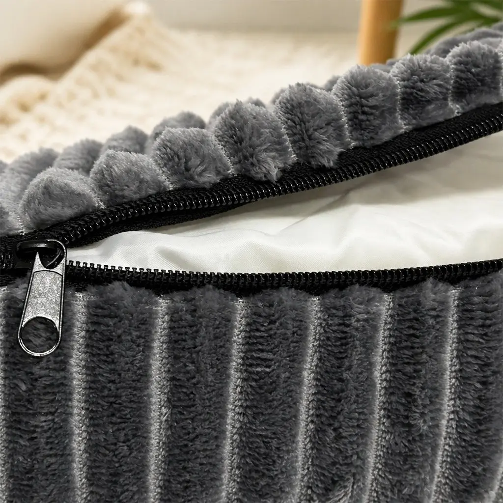 Orthopedic Dog Bed Medium Size Egg Crate Foam Pet Mattress Grey Corduroy Cover