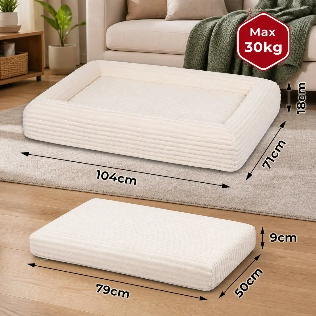 Orthopedic Dog Bed Egg Crate Foam XL Beige Removable Washable Cover