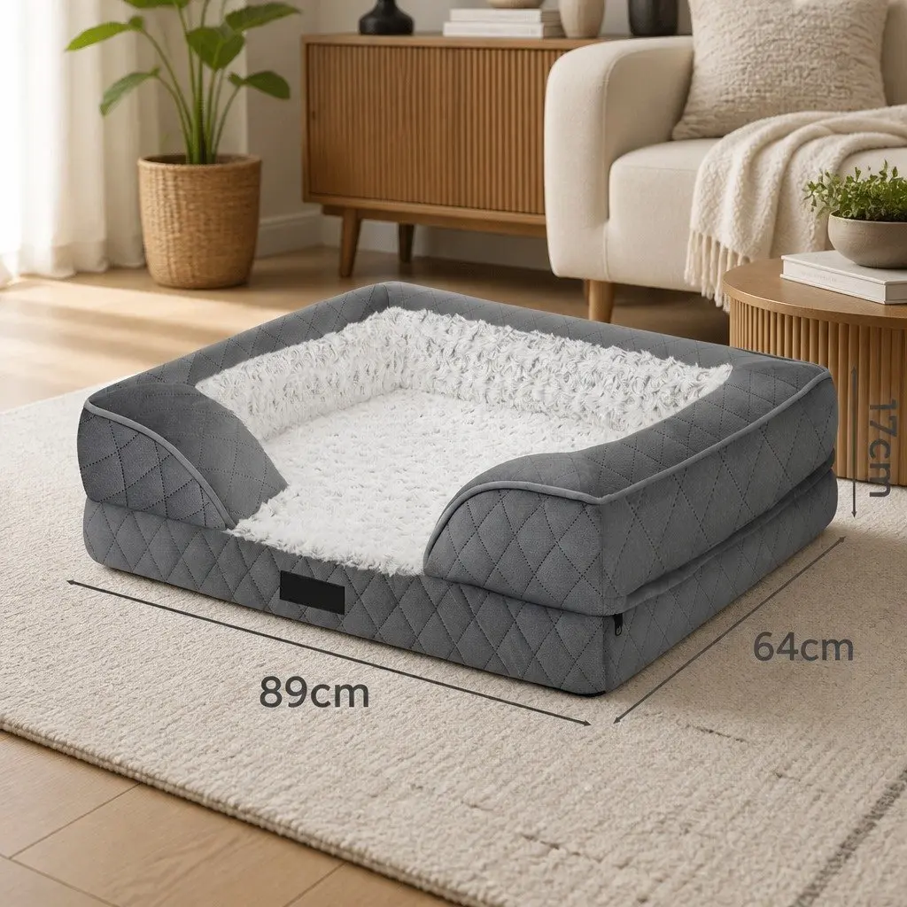 Orthopedic Memory Foam Pet Bed Dog Washable Mat with Egg Crate Support