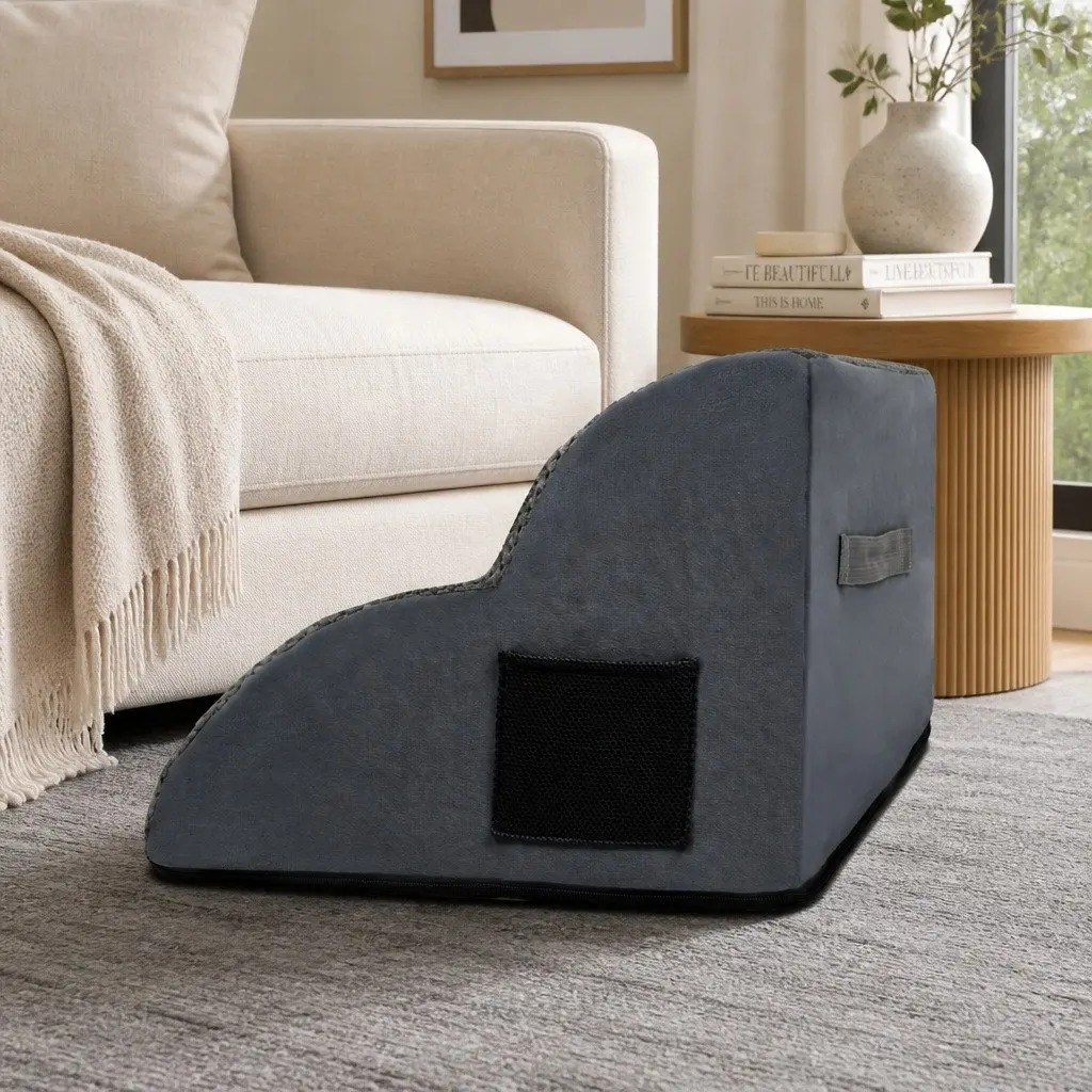 Pet Stairs 2 Step High Density Foam Grey Non Slip Portable with Handle