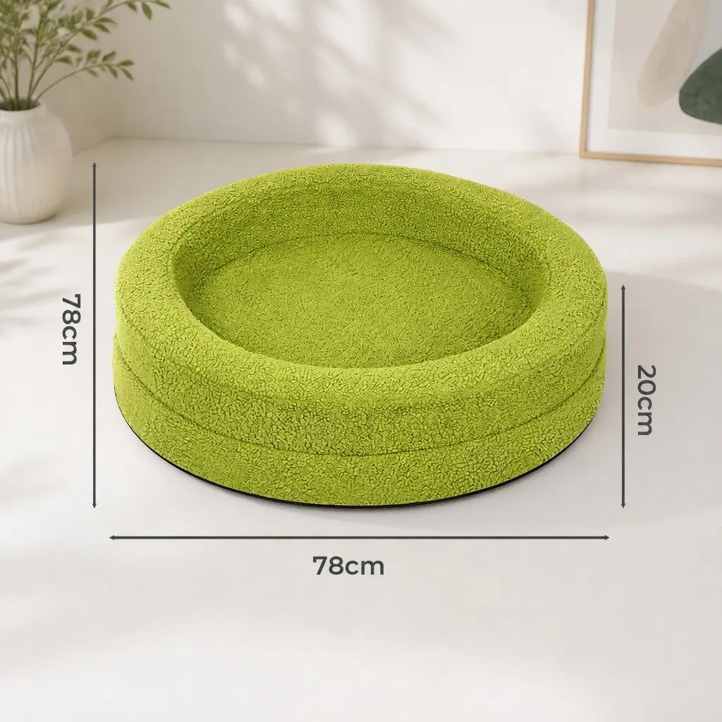 Memory Foam Dog Bed Orthopedic Sherpa Fleece Bolster Waterproof Green 78cm