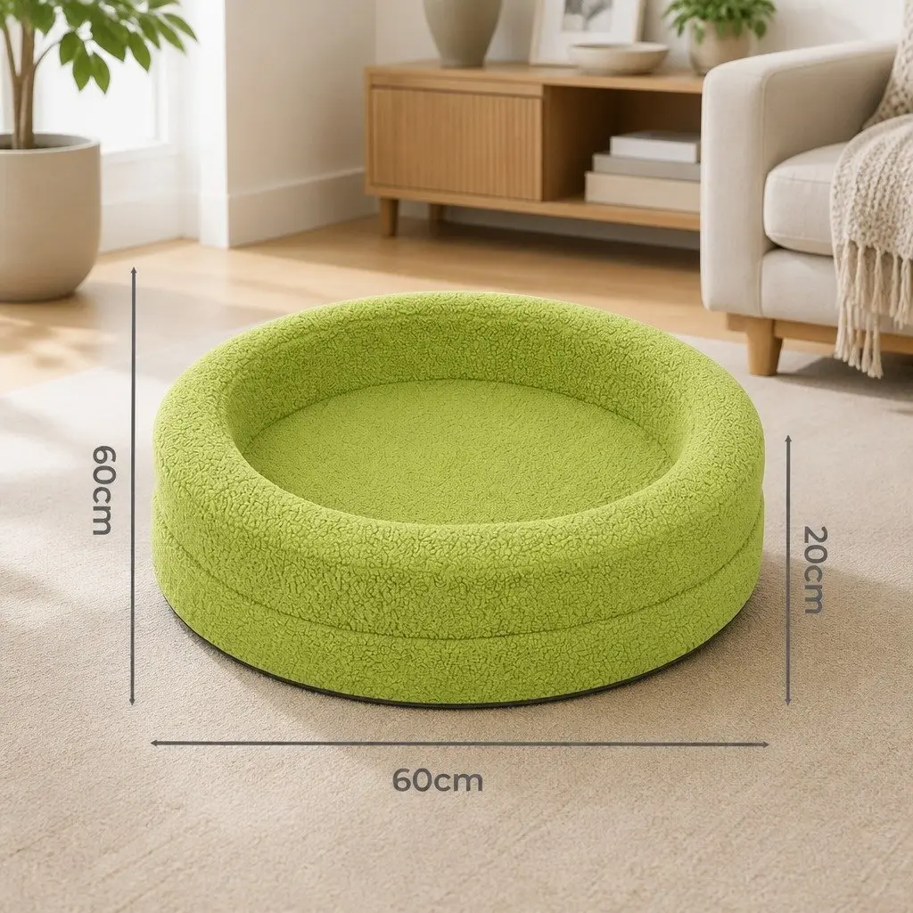 Orthopedic Memory Foam Dog Bed Waterproof Sherpa 60cm Green