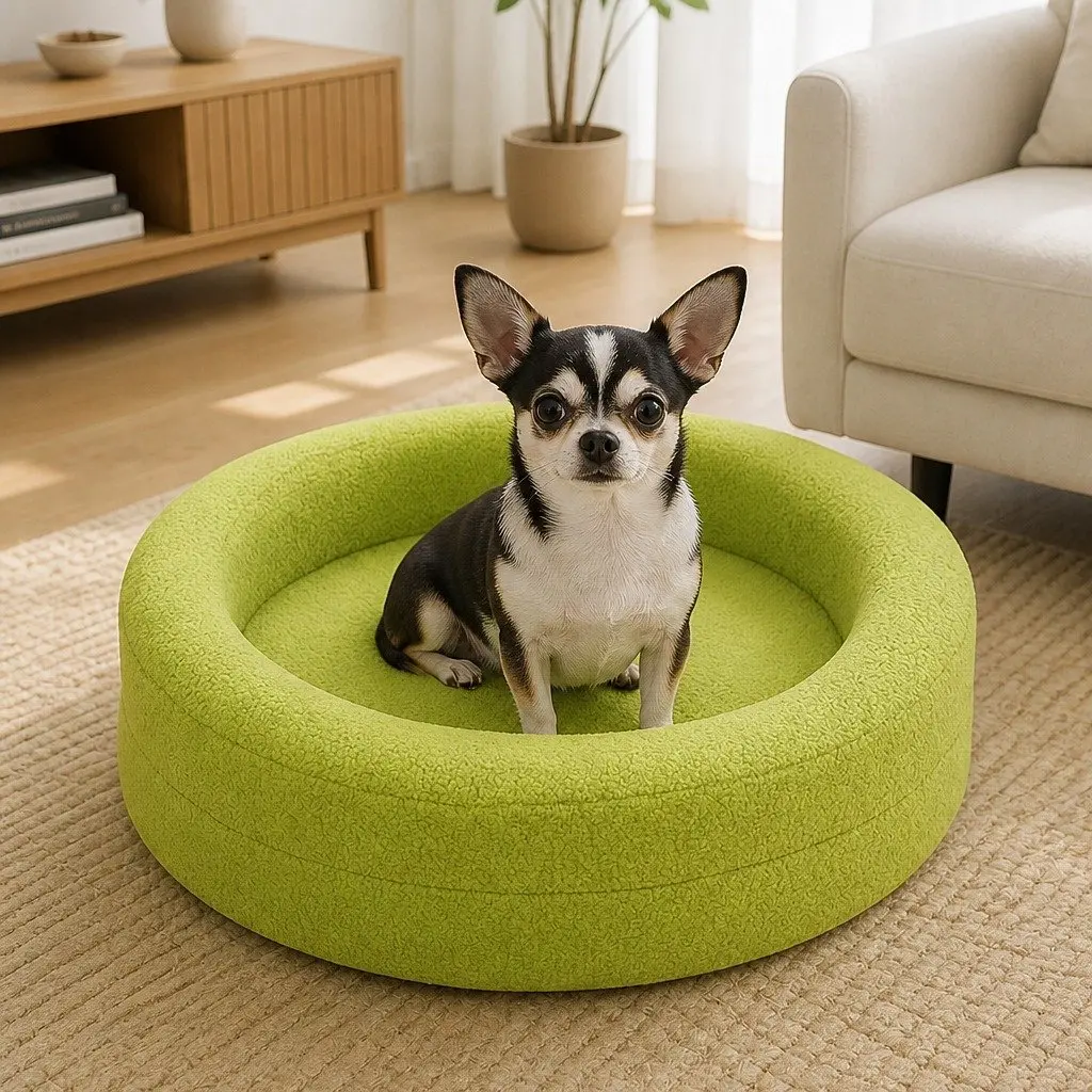 Orthopedic Memory Foam Dog Bed Waterproof Sherpa 60cm Green
