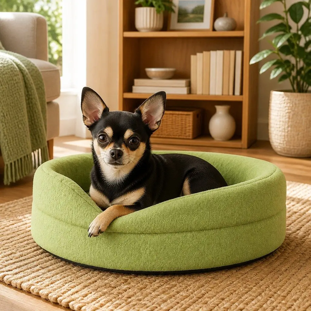 Orthopedic Memory Foam Dog Bed Waterproof Sherpa 60cm Green