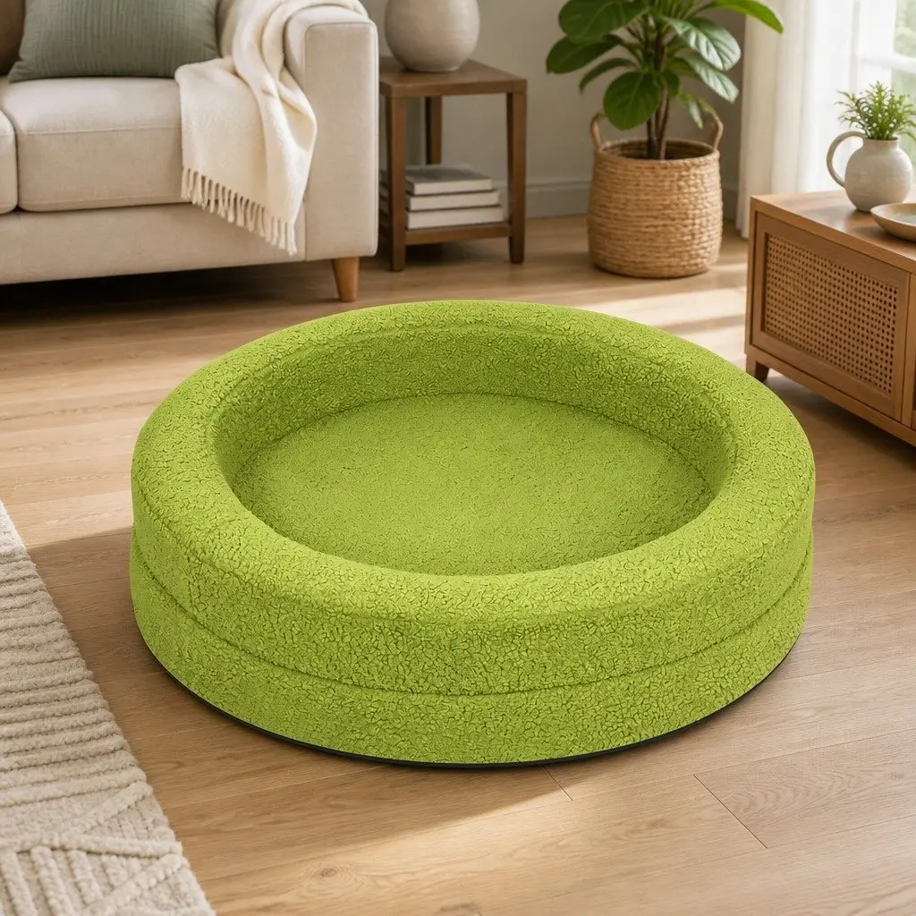 Orthopedic Memory Foam Dog Bed Waterproof Sherpa 60cm Green