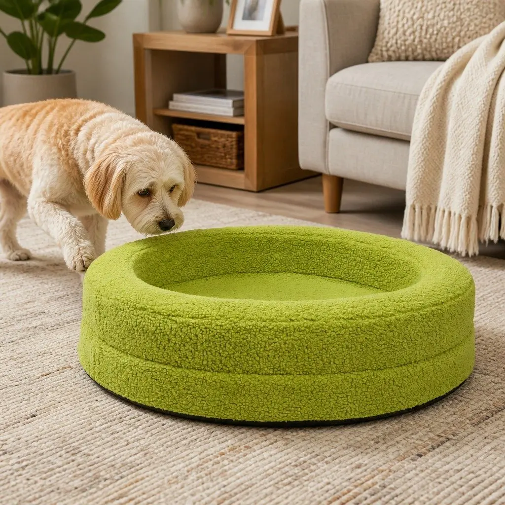 Orthopedic Memory Foam Dog Bed Bolstered Sherpa Cover XL Green