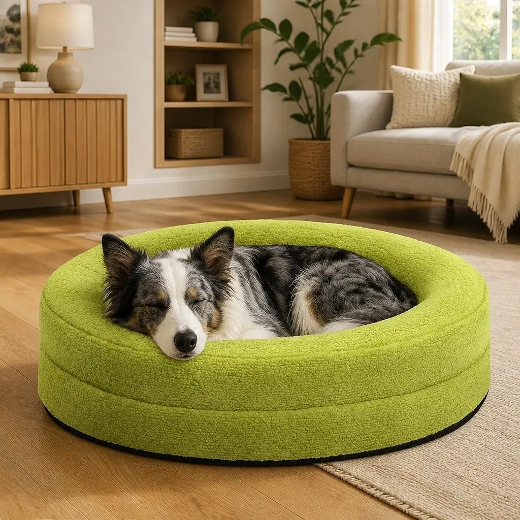 Orthopedic Memory Foam Dog Bed Bolstered Sherpa Cover XL Green