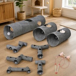 Cat Tunnel 3 Piece Modular Foldable Interactive Play Tube Kittens Rabbits Pets