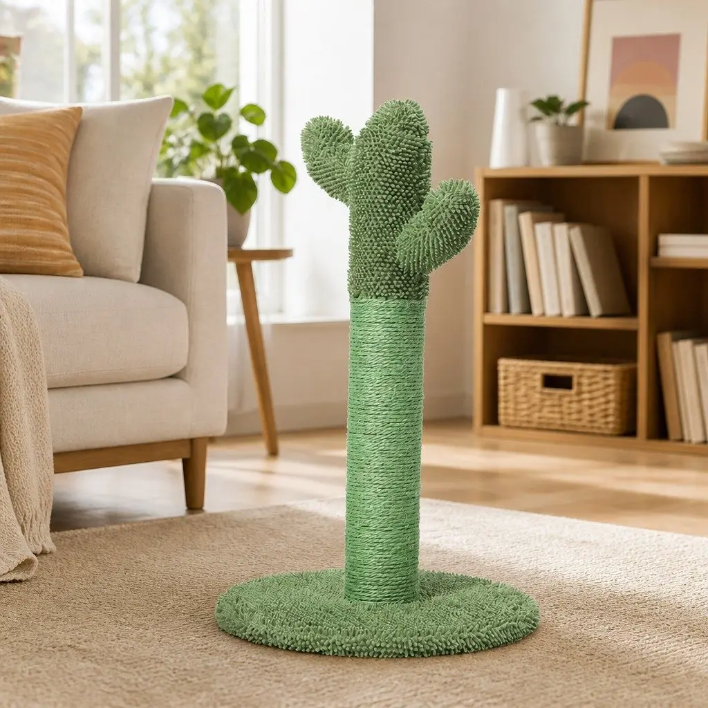 Cactus Cat Scratching Tree Post Pole Sisal Rope Climbing Toy Home Décor Kitten