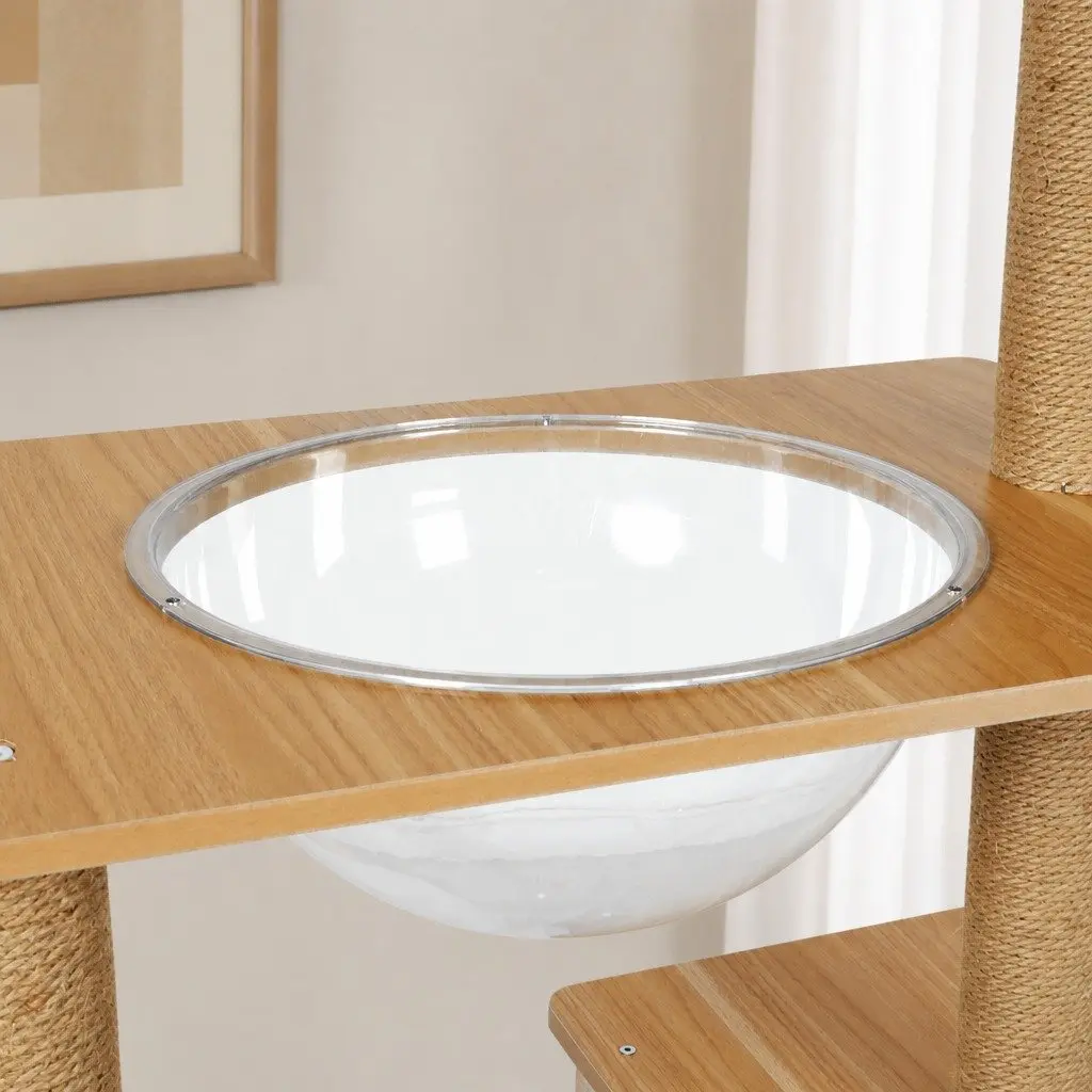 Cat Tree Multi-Level MDF Plush Fabric Sisal 60cm x 40cm x 138cm Greige