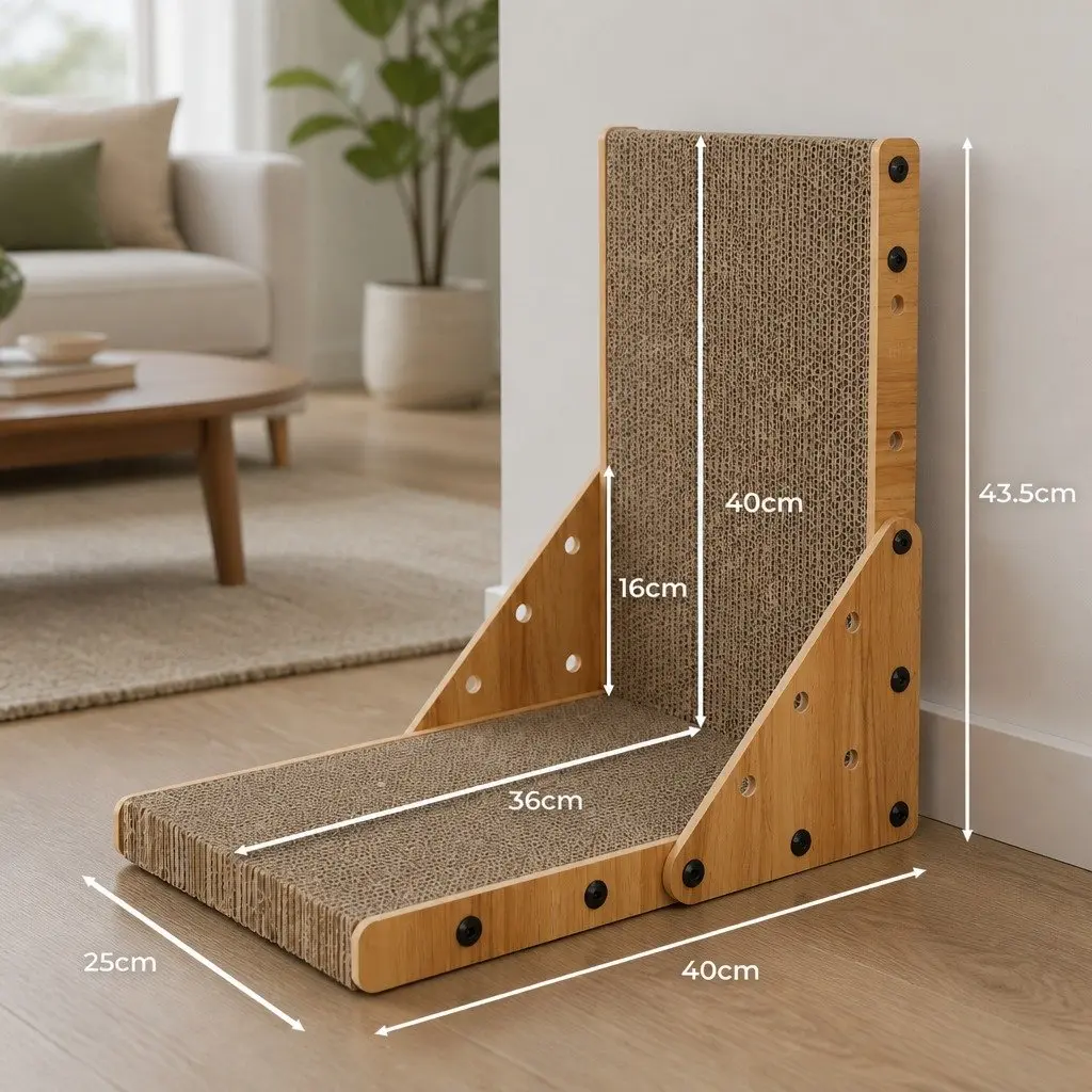 Cat Scratching Board Corrugated Cardboard MDF Frame 40cm L x 25cm W x 43.5cm H Brown