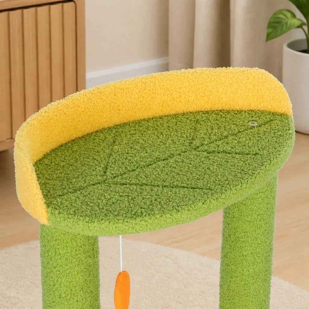 Cat Tree Multi-Level MDF Frame Plush Polyester Cover Green