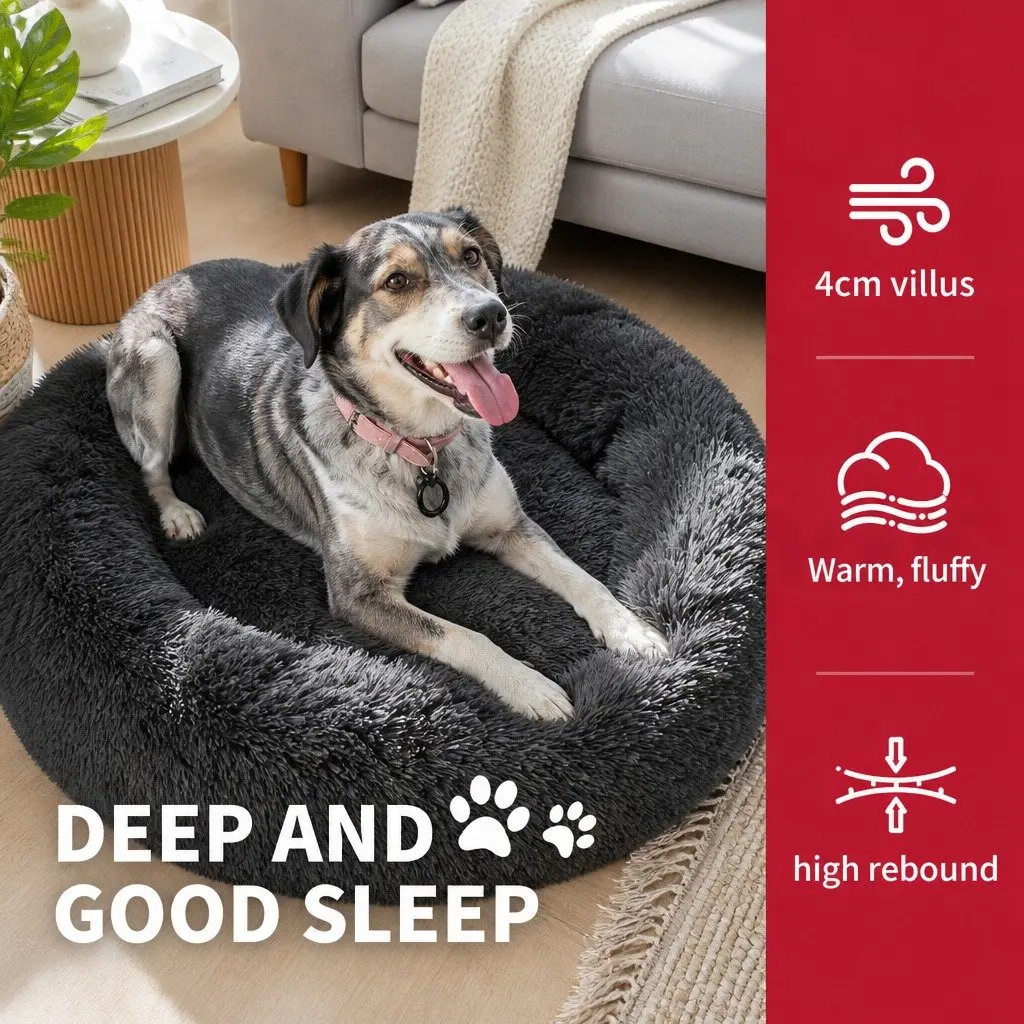 Dog Cat Pet Bed Warm Soft Washable Calming Mat Puppy Sleeping Pad Dark Gray
