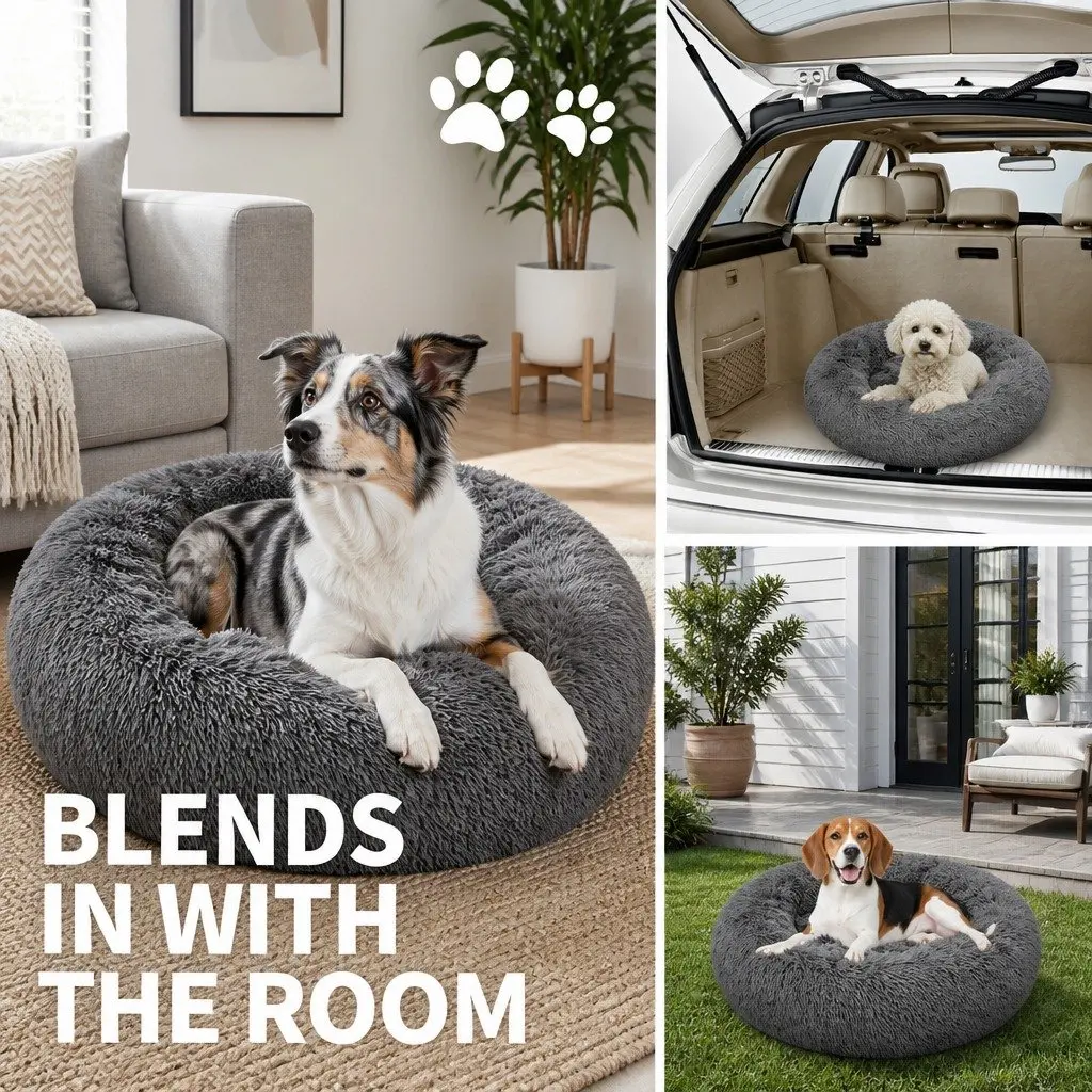 Dog Cat Pet Bed Warm Soft Washable Calming Mat Puppy Sleeping Pad Dark Gray