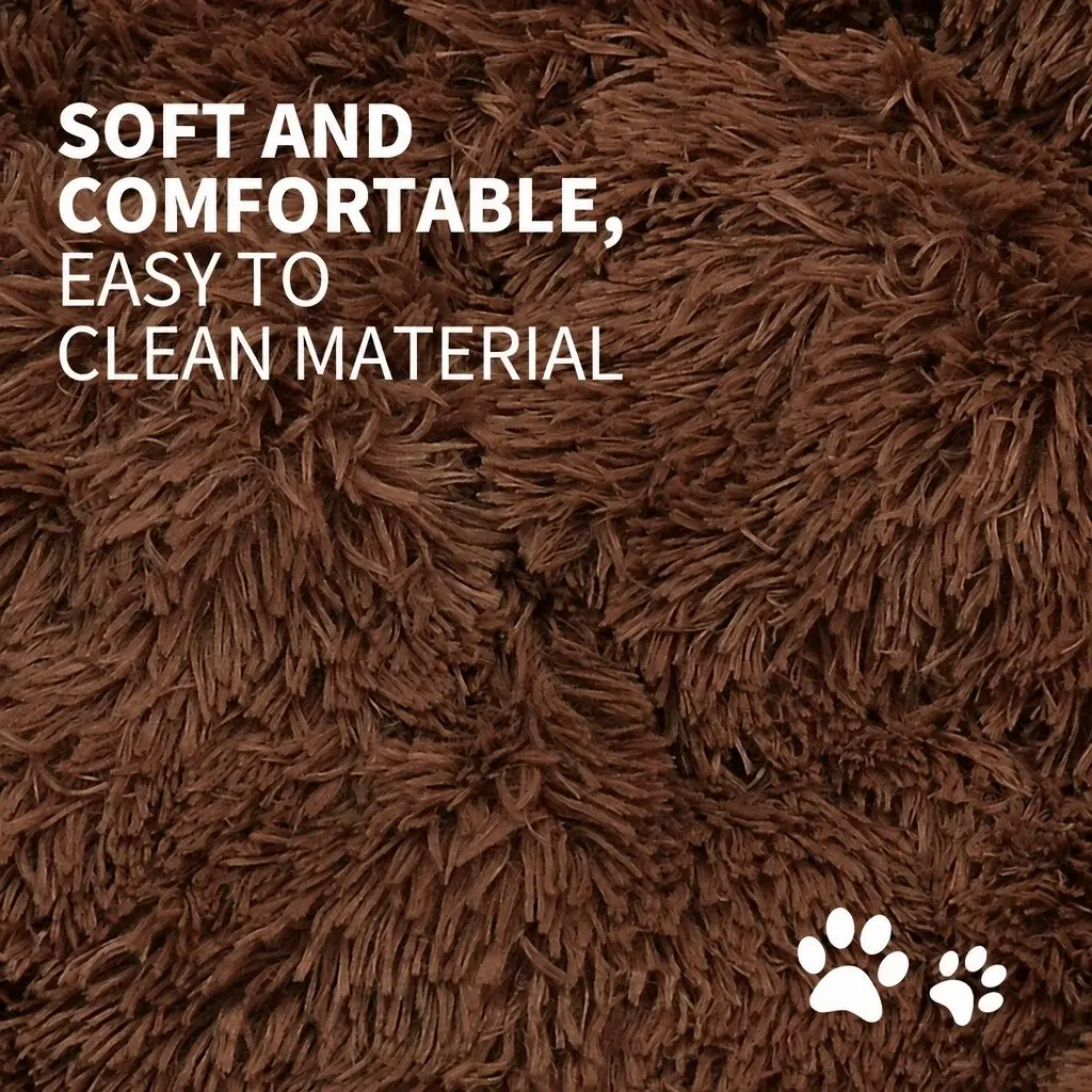 XL Round Dog Bed Polyester 100cm Light Coffee Soft Pet Nest Sleeping Mat