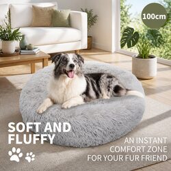 Perfect XL Round Dog Bed for Everyday Use Light Grey 100cm