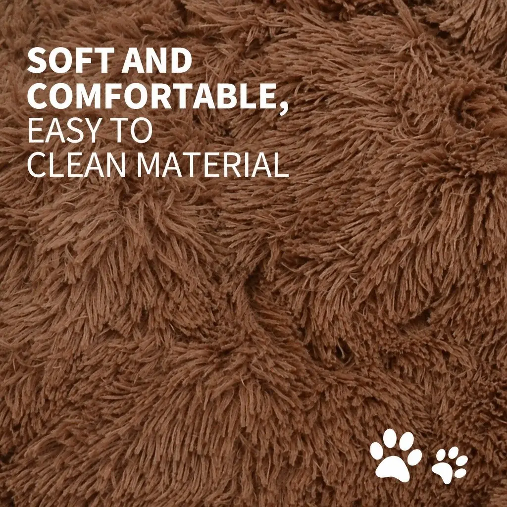 Dog Bed Plush Polyester 90cm Light Coffee