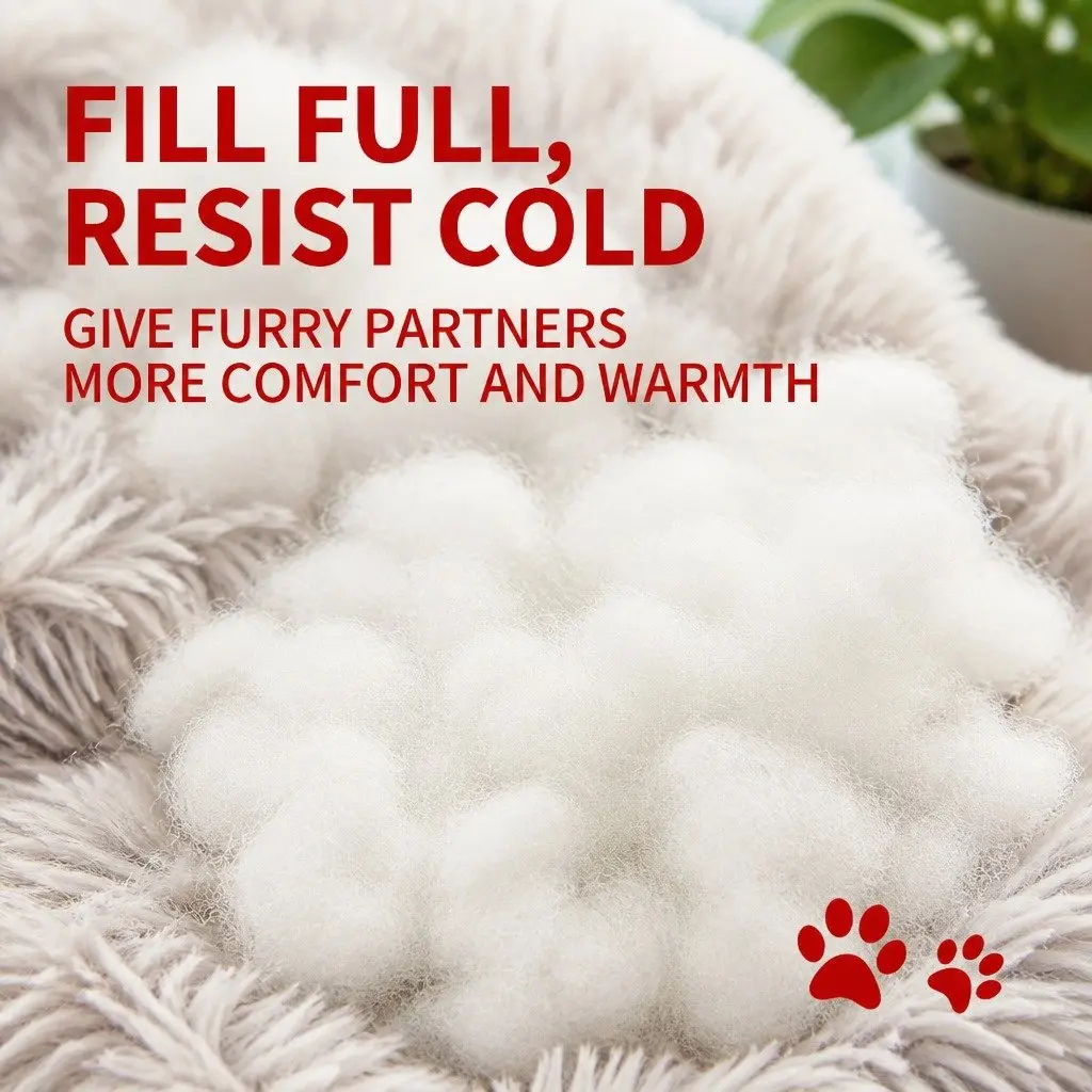 Dog Bed Plush Polyester 90cm Light Coffee