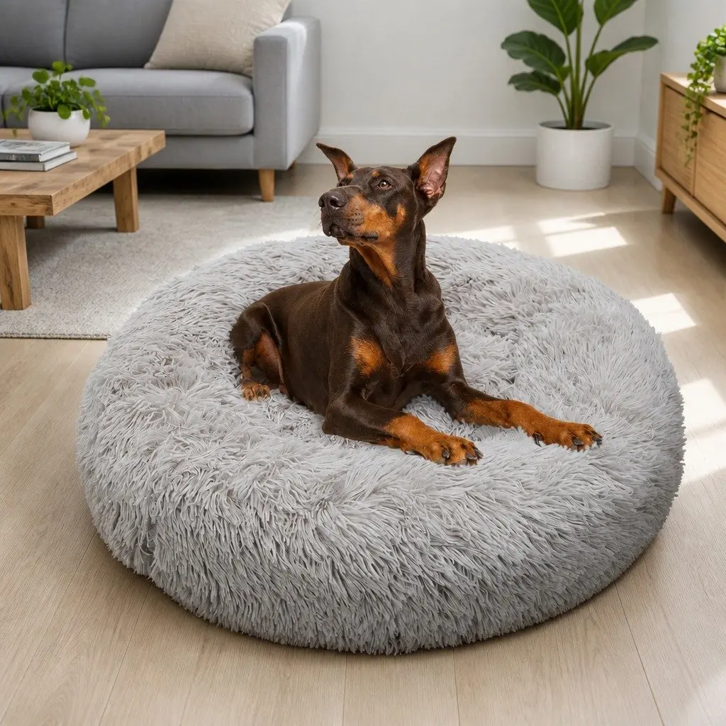 Large Round Dog Bed Plush Warm Nest Pet Bedding Comfortable Sleep 90cm Light