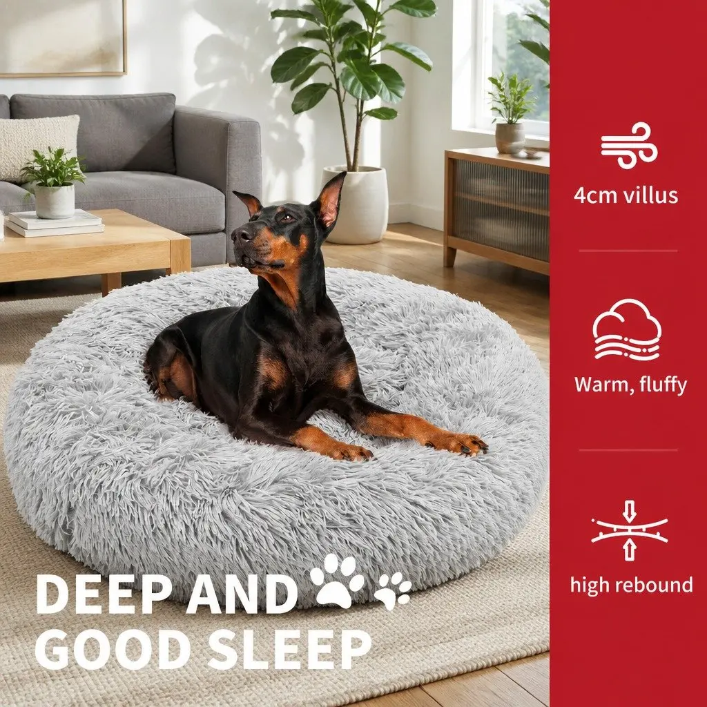 Large Round Dog Bed Plush Warm Nest Pet Bedding Comfortable Sleep 90cm Light